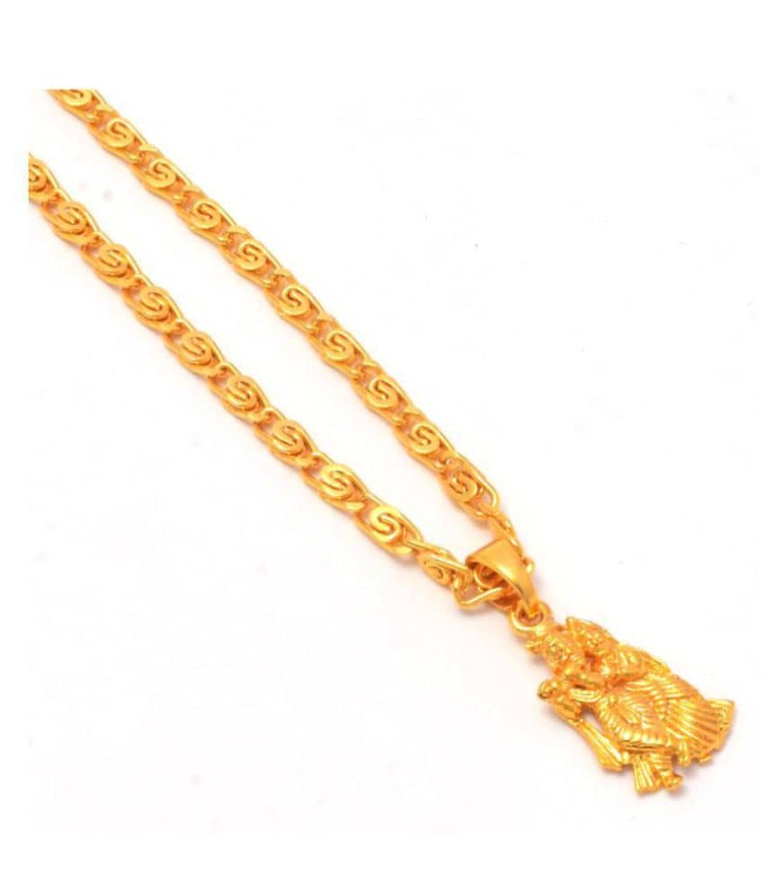 Jewar Mandi Radha Krishna Ji Bansiwala Kanhaiya Gold Plated Locket/Pendant with Link Chain Daily use for Men, Women & Girls, Boys