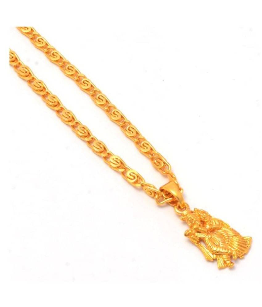 Jewar Mandi Radha Krishna Ji Bansiwala Kanhaiya Gold Plated Locket/Pendant with Link Chain Daily use for Men, Women & Girls, Boys     			Jewar Mandi Radha Krishna Ji Bansiwala Kanhaiya Gold Plated Locket/Pendant with Link Chain Daily use for Men, Women & Girls, Boys