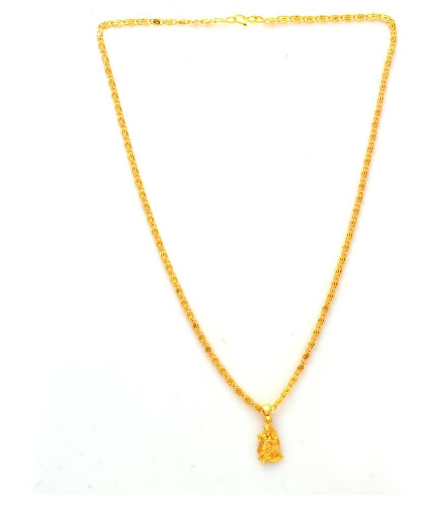 Jewar Mandi Radha Krishna Ji Bansiwala Kanhaiya Gold Plated Locket/Pendant with Link Chain Daily use for Men, Women & Girls, Boys - Jewellery Sets | Buy online on ZillyBuy