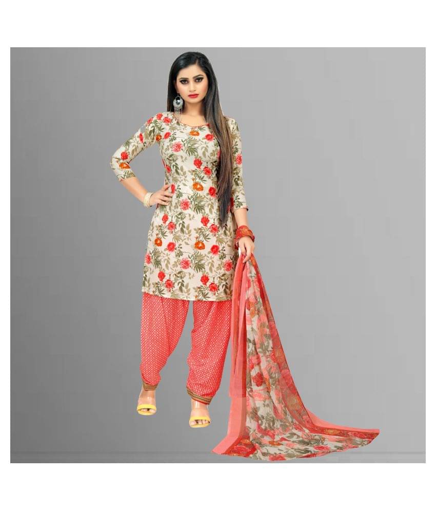     			Anand White Crepe Unstitched Dress Material - Single