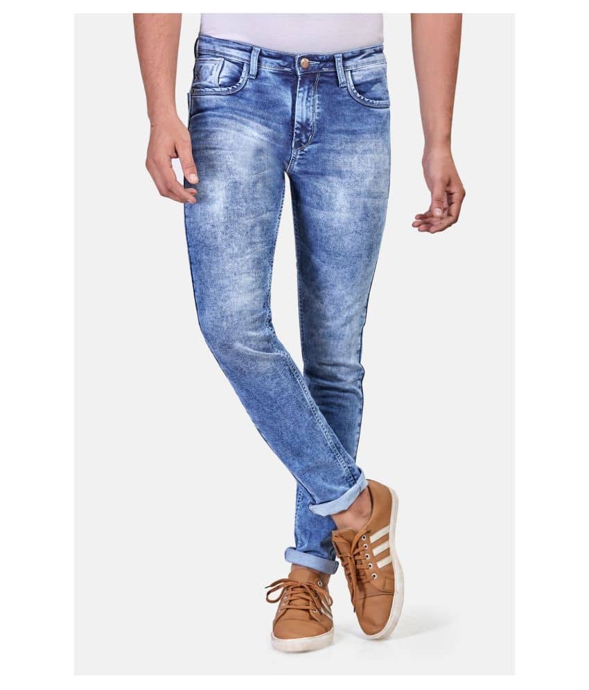 HJ HASASI - Light Blue 100% Cotton Regular Fit Men's Jeans ( Pack of 1 ) - Jeans | Buy online on ZillyBuy
