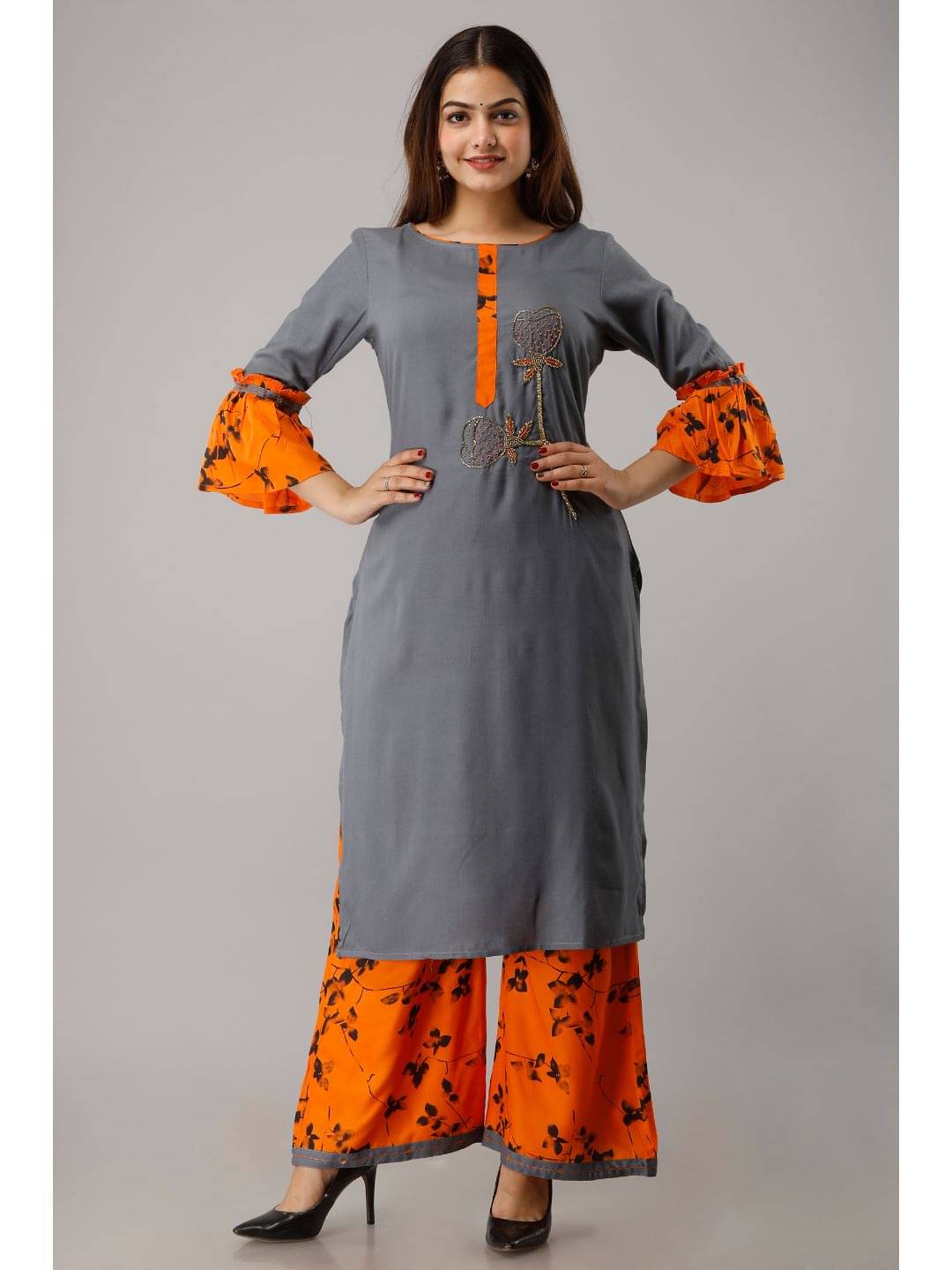 Frionkandy - Grey Melange Straight Rayon Women's Stitched Salwar Suit ( Pack of 1 ) Frionkandy - Grey Melange Straight Rayon Women's Stitched Salwar Suit ( Pack of 1 )