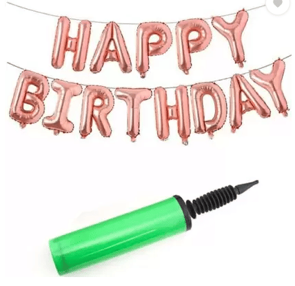     			Blooms Event HBD Rose Gold Foil + Mettallic Balloon Pump