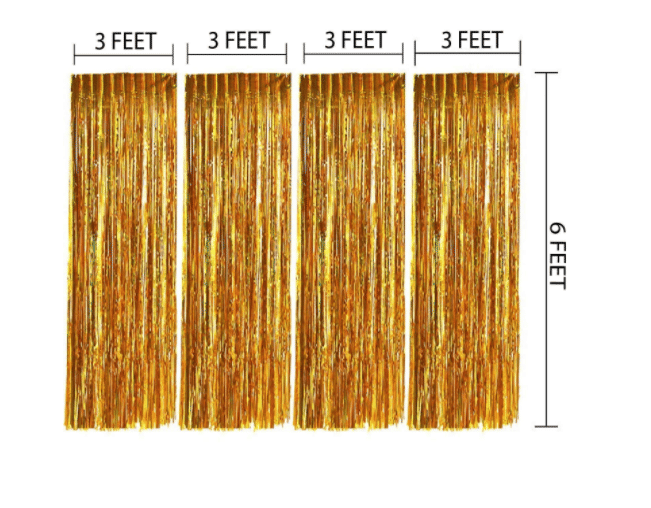     			Blooms Event pack of 4 Fringe Gold curtain