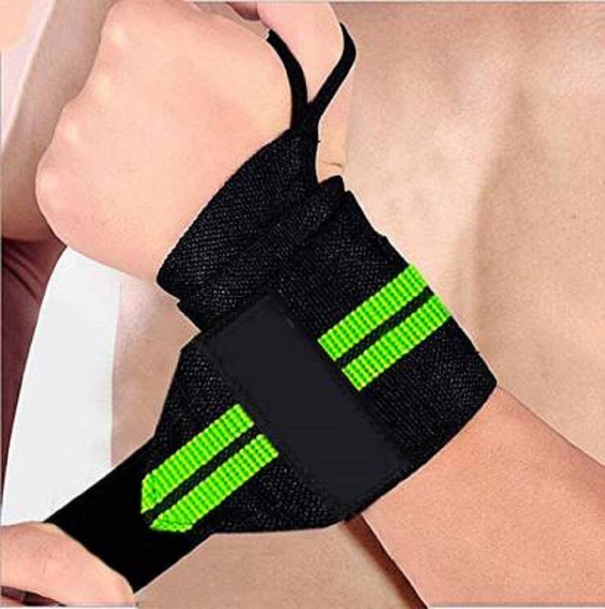 Chhaperwal's Wrist Support Gym Band Strap for Weightlifting Pain Relief with Thumb Loop Grip for Both Men and Women (Green) - Sports and Fitness Equipment | Buy online on ZillyBuy