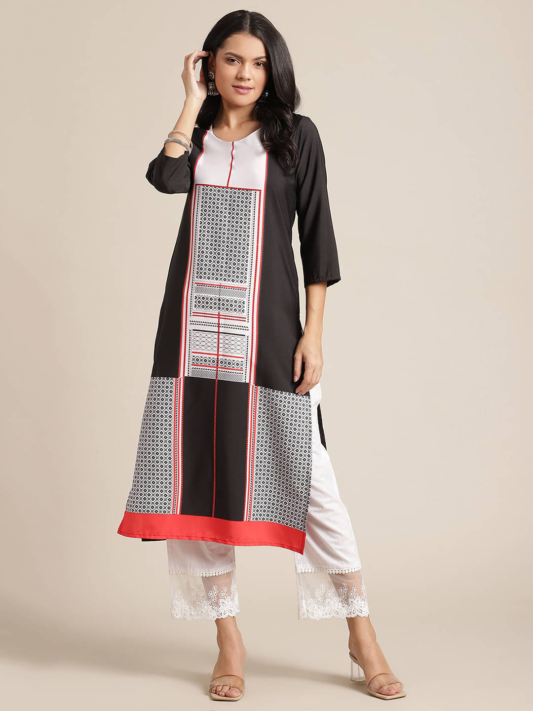     			KSUT Black Viscose Straight Kurti - Single