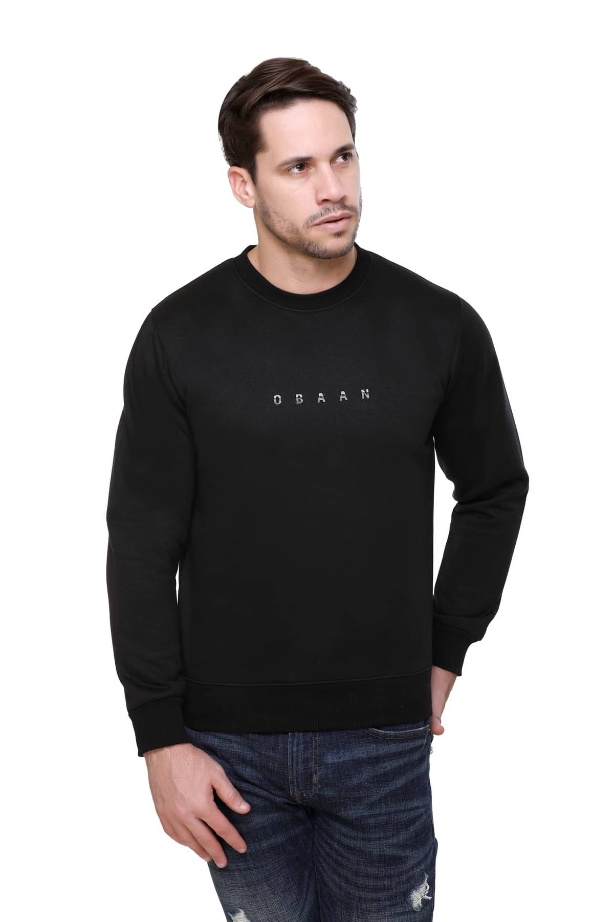 OBAAN Fleece Men's Sweatshirt - Black ( Pack of 1 ) OBAAN Fleece Men's Sweatshirt - Black ( Pack of 1 )