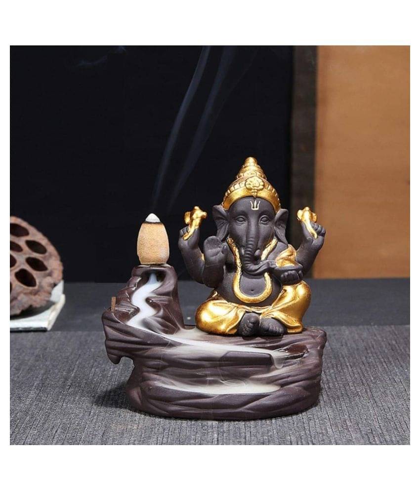 Unique Creations Multicolour Polyresin Lord Ganesha Smoke Backflow - Pack of 1 Unique Creations Multicolour Polyresin Lord Ganesha Smoke Backflow - Pack of 1