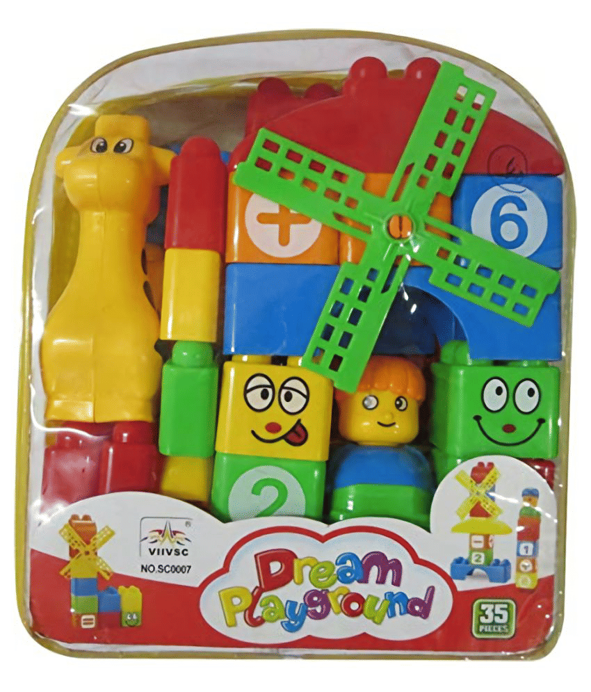 AURAPURO 32 Pieces Blocks Toy Set for Toddlers | Colourful Building Blocks Activity and Play Puzzle