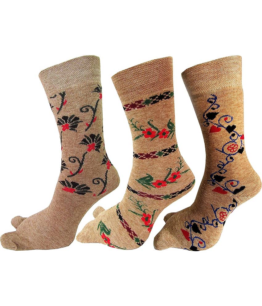 HF LUMEN - Beige Woollen Women's Mid Length Socks ( Pack of 3 ) - Socks | Buy online on ZillyBuy
