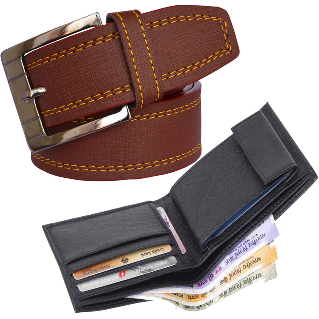     			Loopa Multi PU Belts Wallets Set Belt Pack of 2