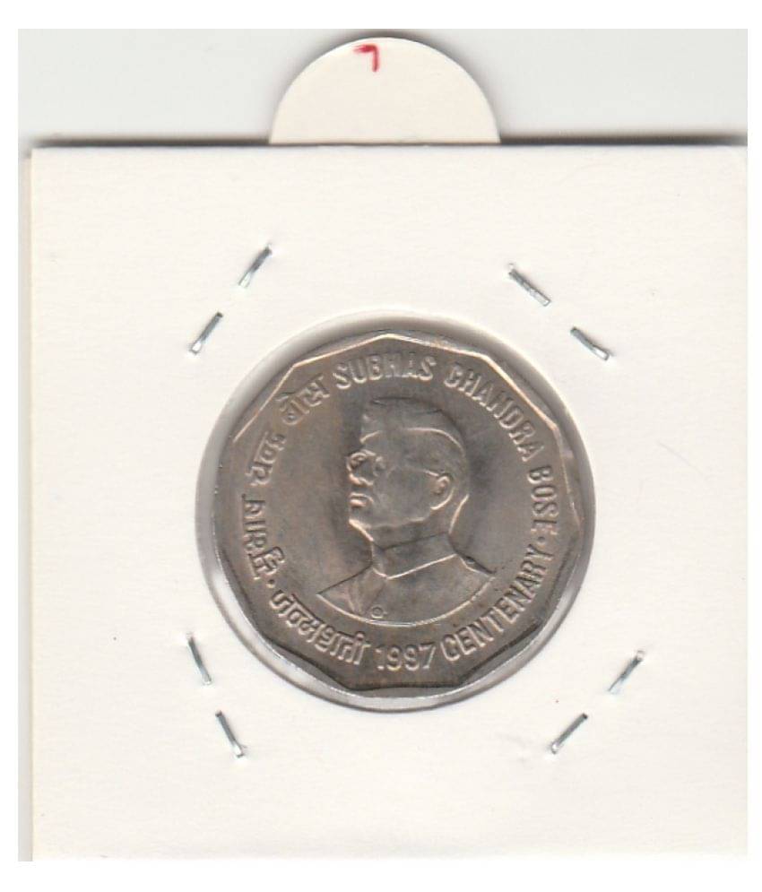     			NUMISMATTECLY RARE AND COLLECTIBLE . COMMOMRATIVE  TWO R.S SUBHASH CHANDRA BOSE CENTENARY  OLD ISSUE  C01N- 1997 . IN EXTRA FINE CONDITION HIGHLY COLLECTIBLE  WIGHT - 6 GRAM . CHECK PICTURE CAREFULLY BEFORE ORDER AND DONT PLACE FAKE ORDER .