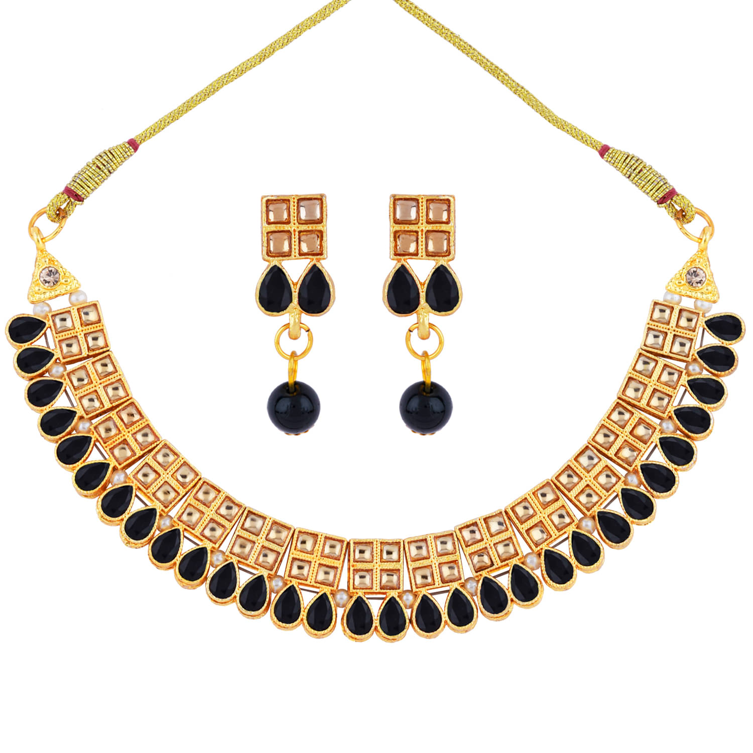     			Paola Alloy Black Traditional Necklaces Set Choker