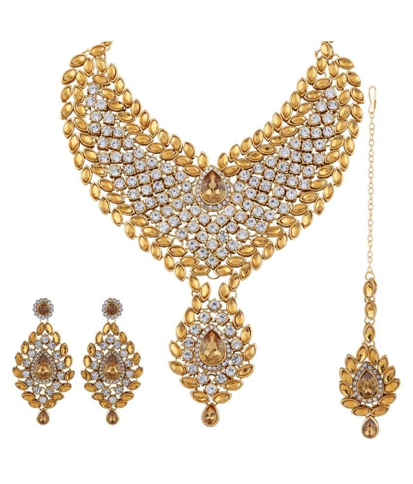     			Paola Alloy Golden Traditional Necklaces Set Choker