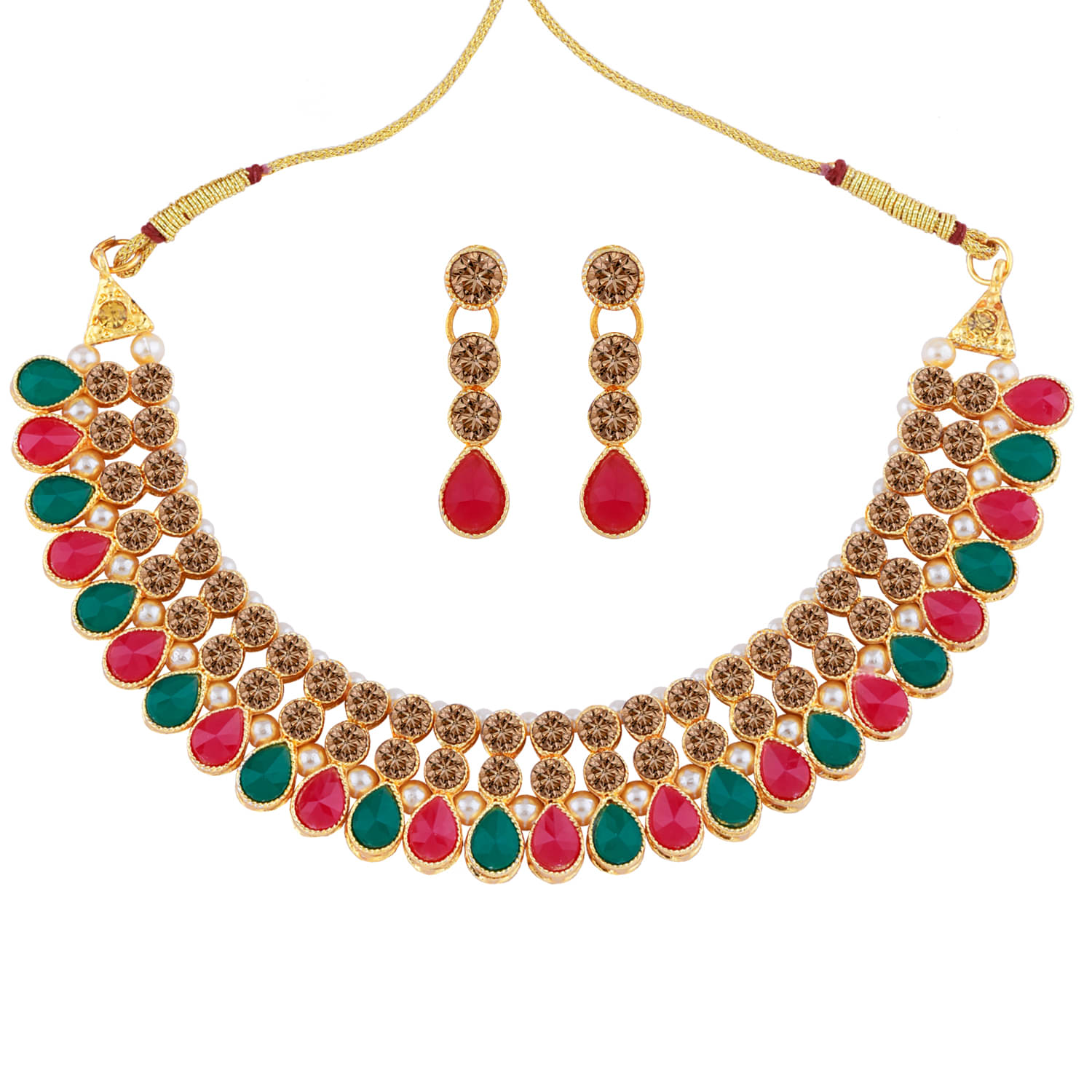     			Paola Alloy Multi Color Traditional Necklaces Set Choker