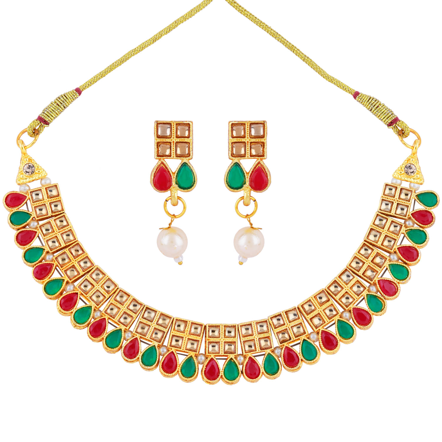     			Paola Alloy Multi Color Traditional Necklaces Set Choker