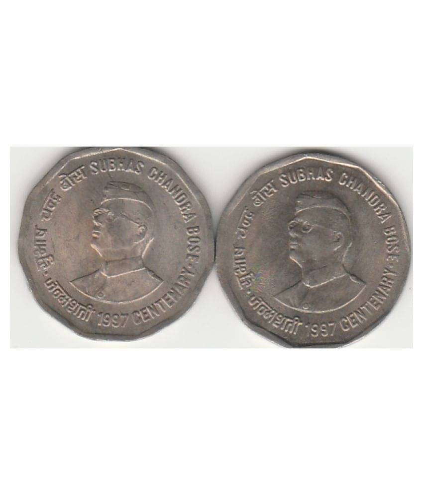     			NUMISMATTECLY RARE AND COLLECTIBLE . COMMOMRATIVE  TWO R.S SUBHASH CHANDRA BOSE CENTENARY  OLD ISSUE  TWO C01N SET- 1997 . IN EXTRA FINE CONDITION, HIGHLY COLLECTIBLE . WIGHT - 6 GRAM . CHECK PICTURE CAREFULLY BEFORE ORDER AND DONT PLACE FAKE ORDER .
