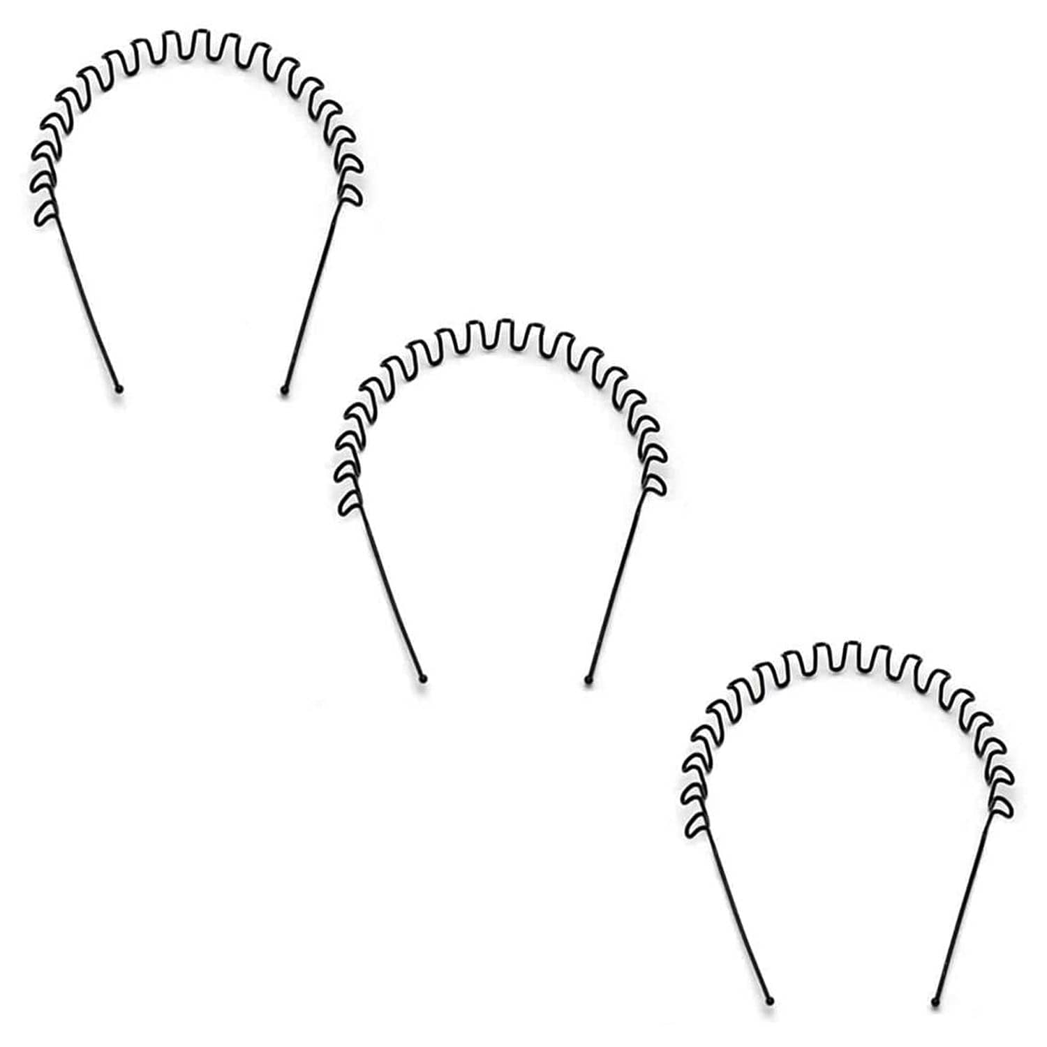 VSAKSH Women's Black Metal Zig Zag Hair band (Set of 3 Pcs) - Jewellery Sets | Buy online on ZillyBuy