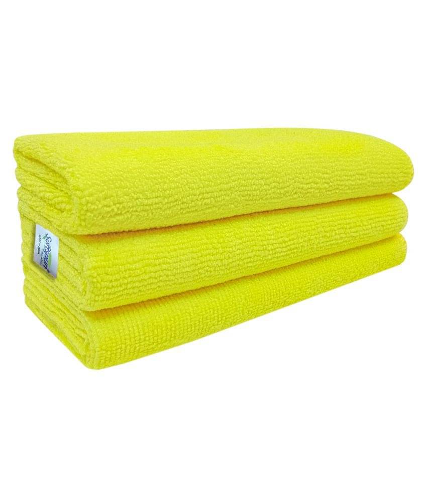     			SOFTSPUN Microfiber Cleaning Cloths, 3pcs 40x40cms 340GSM Yellow! Highly Absorbent, Lint and Streak Free, Multi -Purpose Wash Cloth for Kitchen, Car, Window, Stainless Steel, Silverware.
