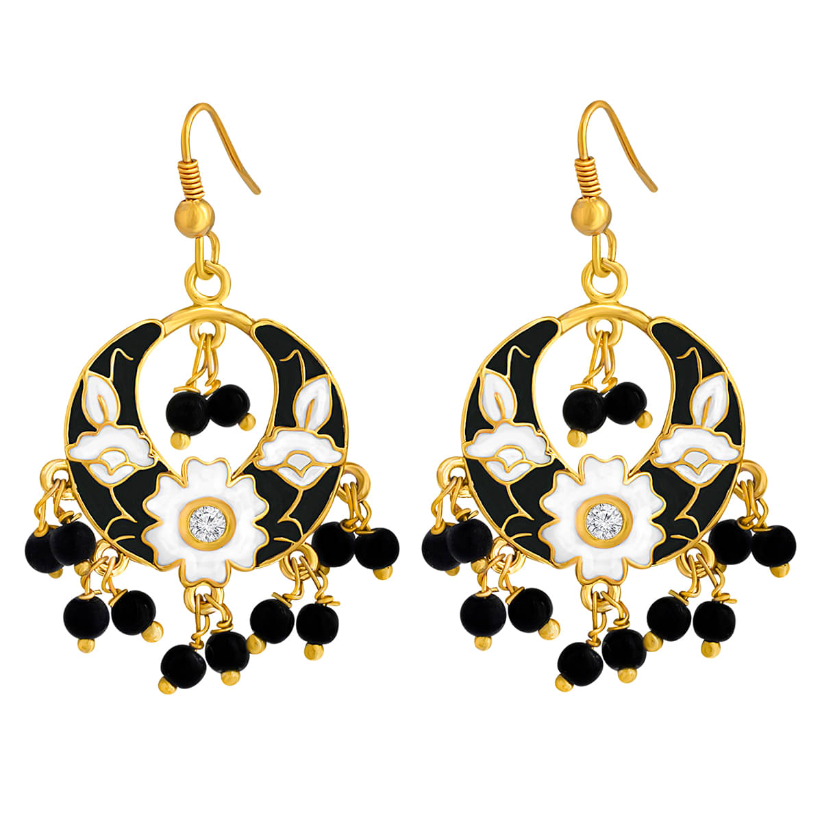     			Spargz Gold Plated Meenakari Chandbali Earrings For Women