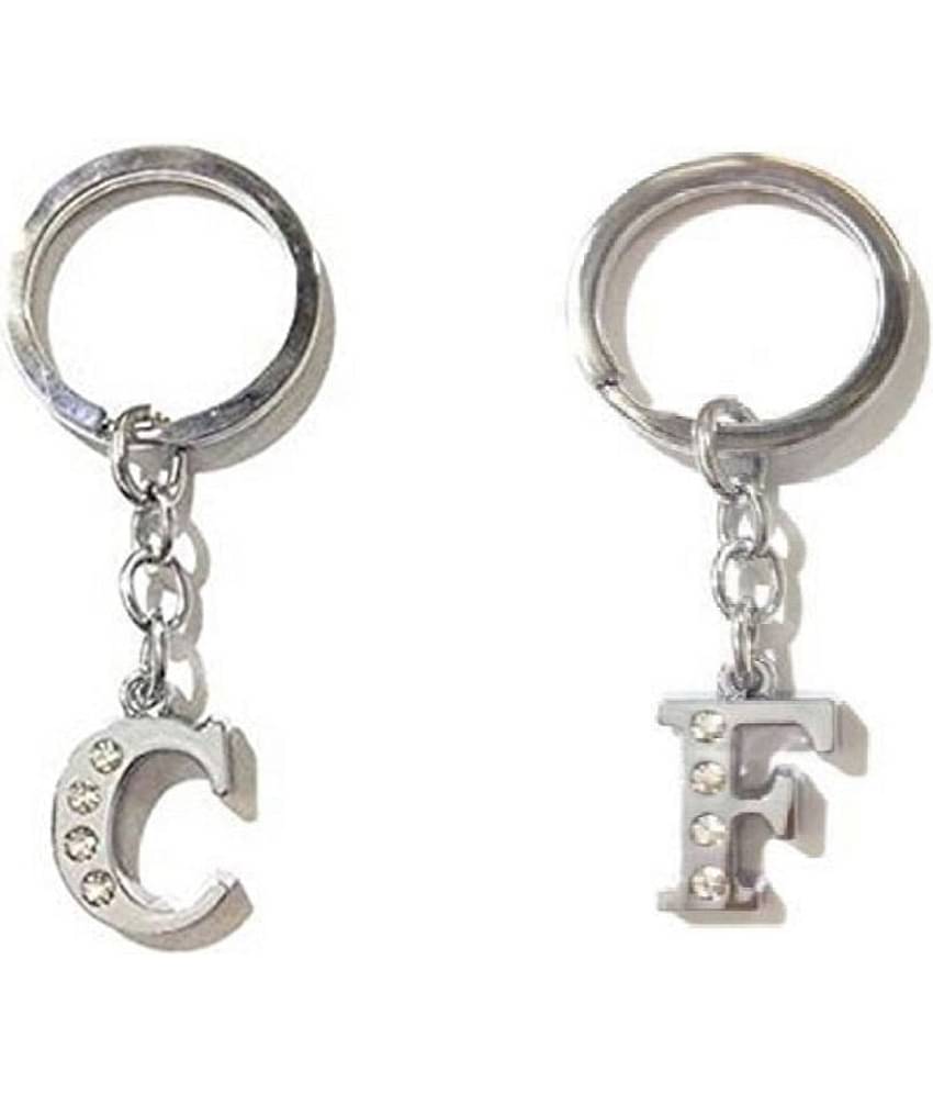 Americ Style Combo offer of Alphabet ''C & F'' Metal Keychains (Pack of 2)