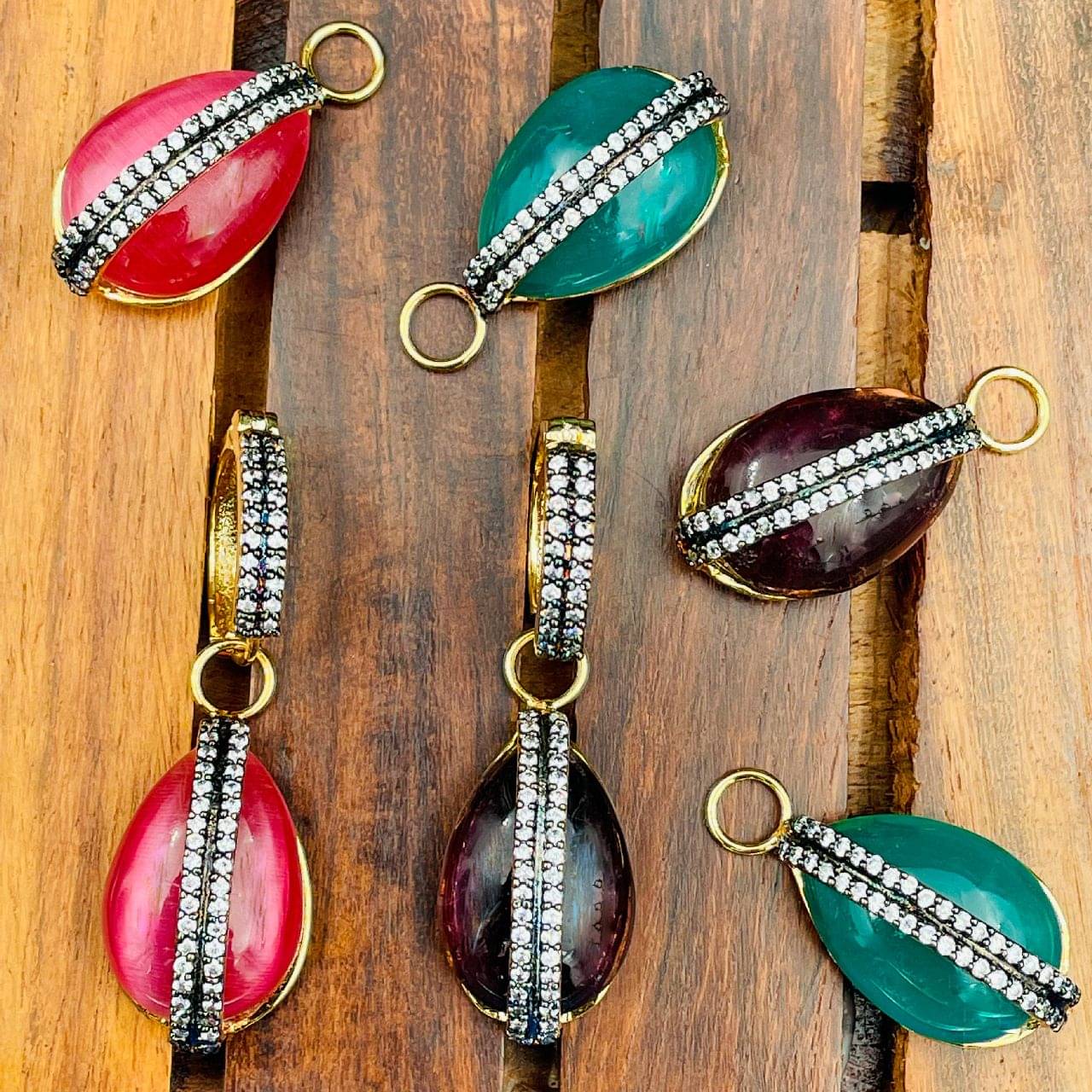     			The Jewelbox Multicolour Cz Designer Hanging Earrings
