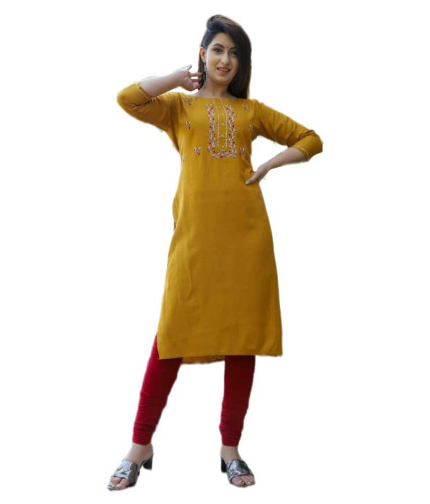     			Aadi Green Cotton A-line Kurti - Single