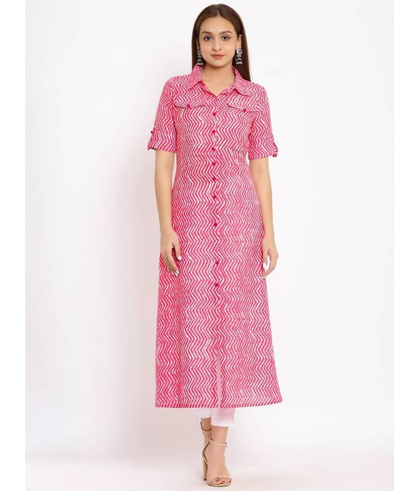 FabbibaPrints - Pink Cotton Blend Women's A-line Kurti ( Pack of 1 ) - Kurtis, Tunics | Buy online on ZillyBuy