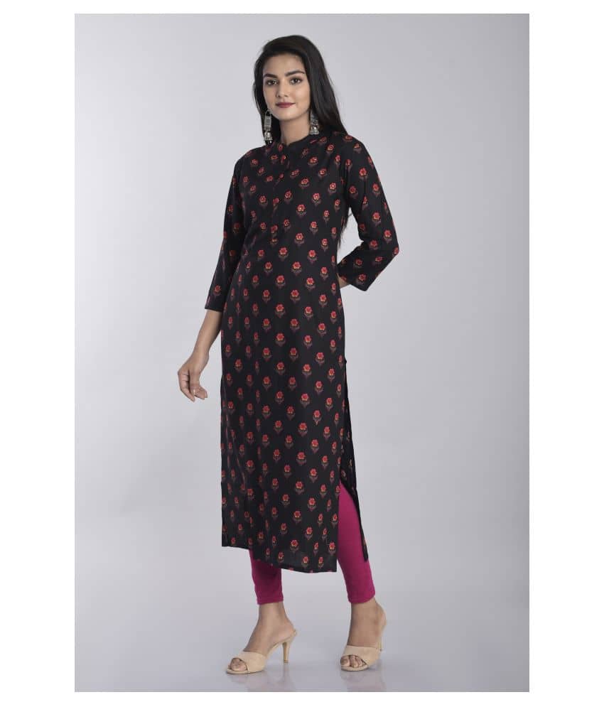 Kbz Black Rayon Straight Kurti - Single - Kurtis, Tunics | Buy online on ZillyBuy