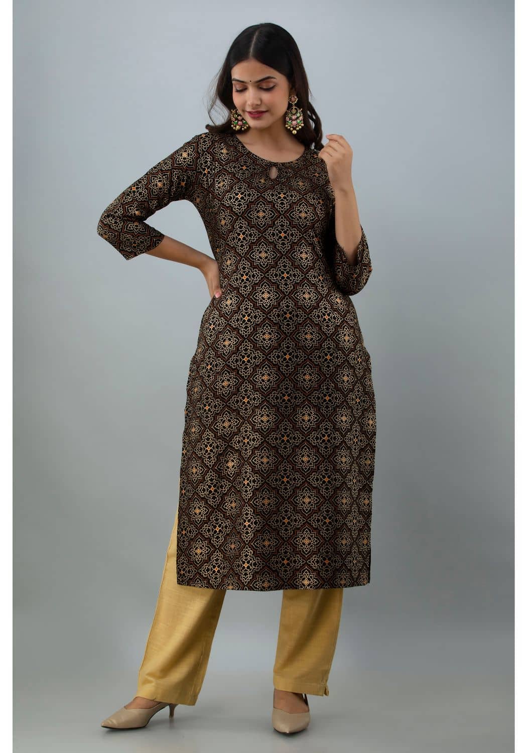 FABRR - Black Rayon Women's Straight Kurti - Kurtis, Tunics | Buy online on ZillyBuy