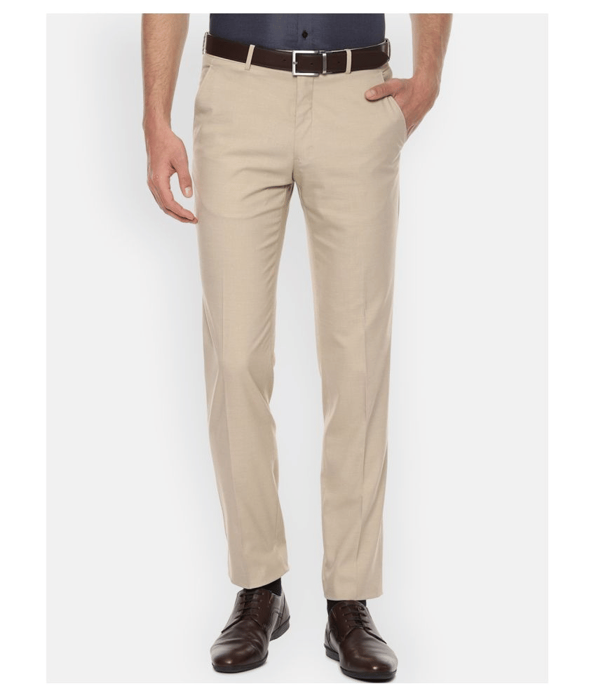     			Haul Chic Cream Slim -Fit Flat Trousers