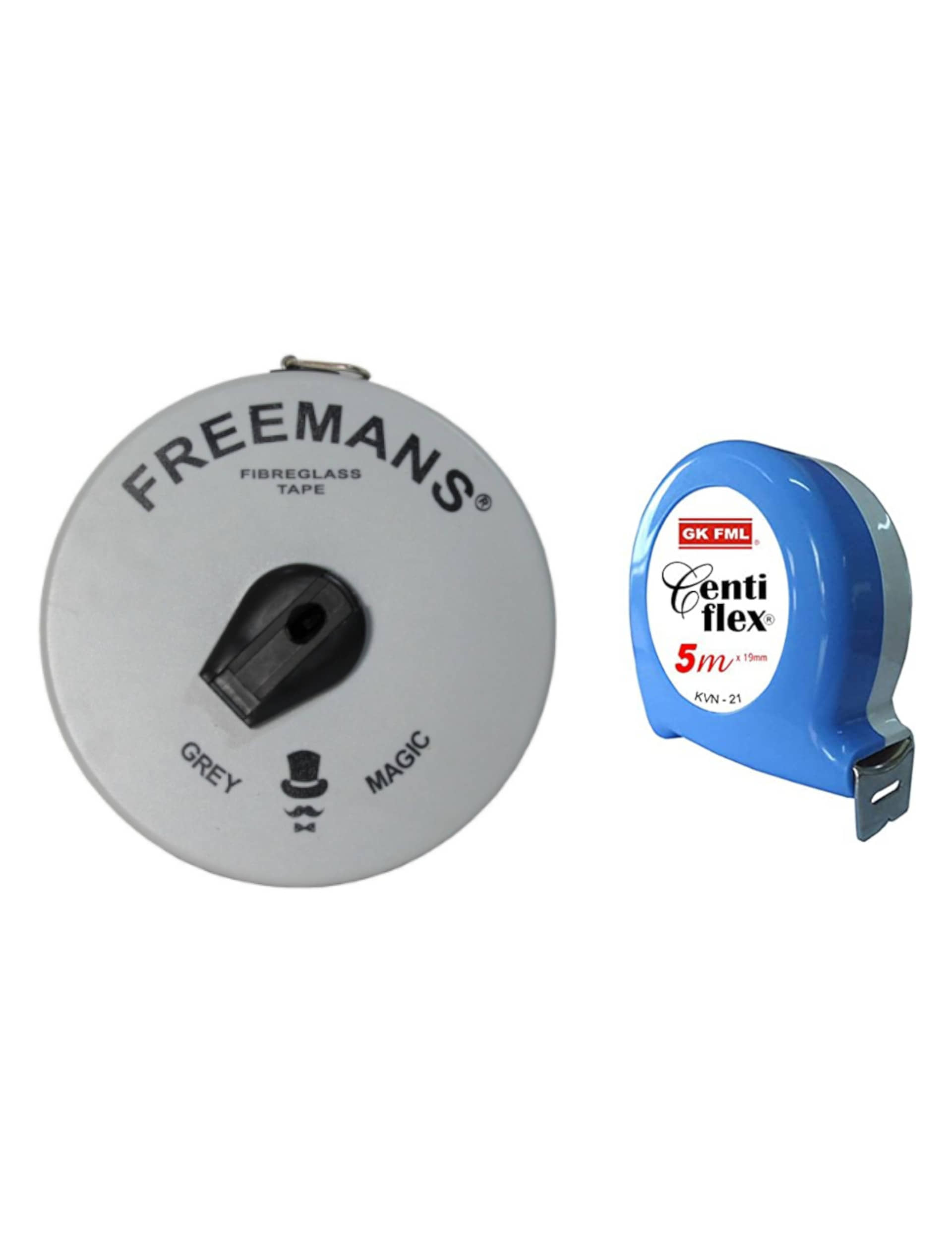 FREEMANS GREY MAGIC 15 MTR TAPE/ CENTI FLEX 5 MTR MEASURING TAPE.
