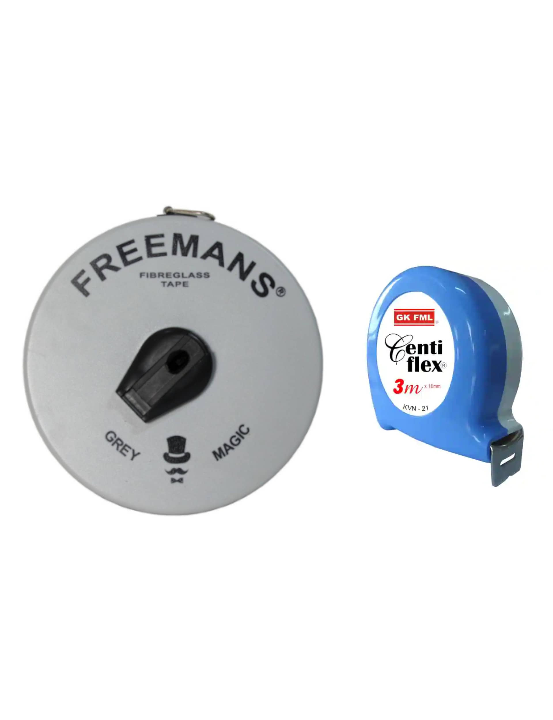 FREEMANS GREY MAGIC 15 MTR TAPE/CENTI FLEX 3 MTR MEASURING TAPE.