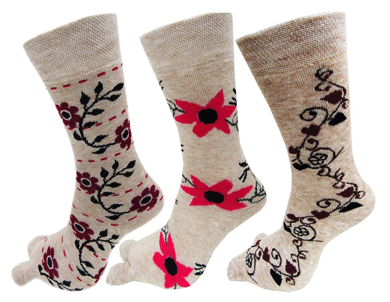     			HF LUMEN Women's Warm Terry Wool Thick Thumb Socks (Beige, Free Size) Pack of 3 Pairs