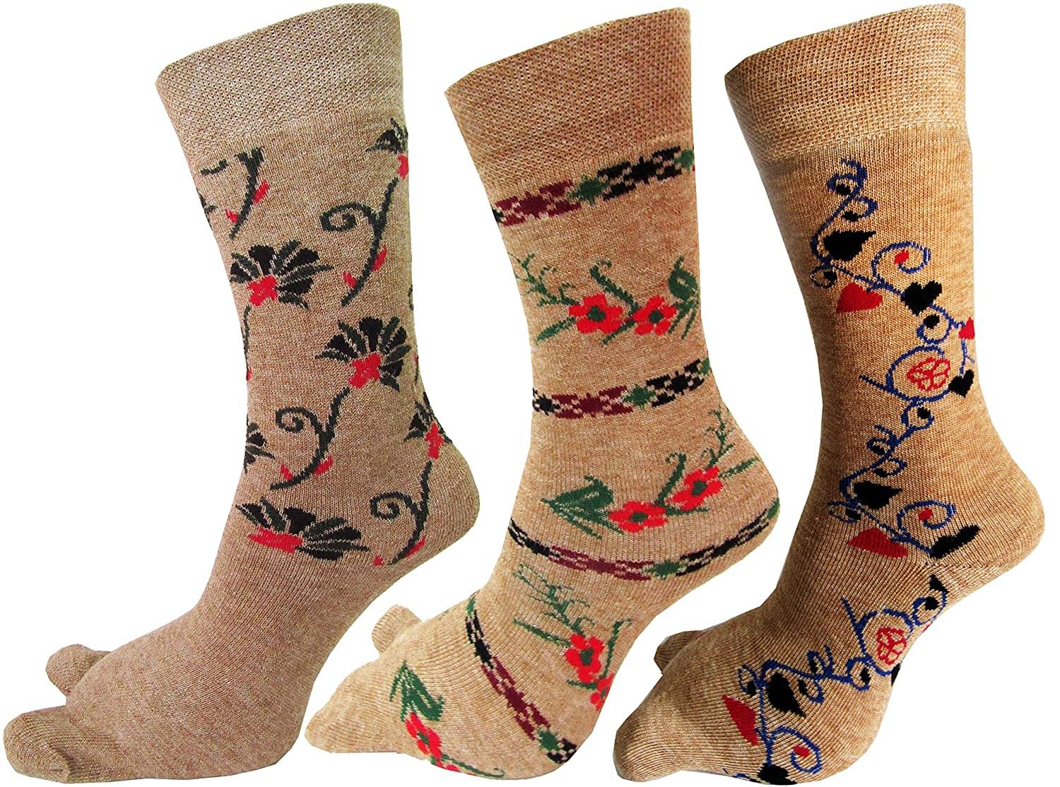     			HF LUMEN Women's Warm Terry Wool Thick Thumb Socks (Beige, Free Size) Pack of 3 Pairs