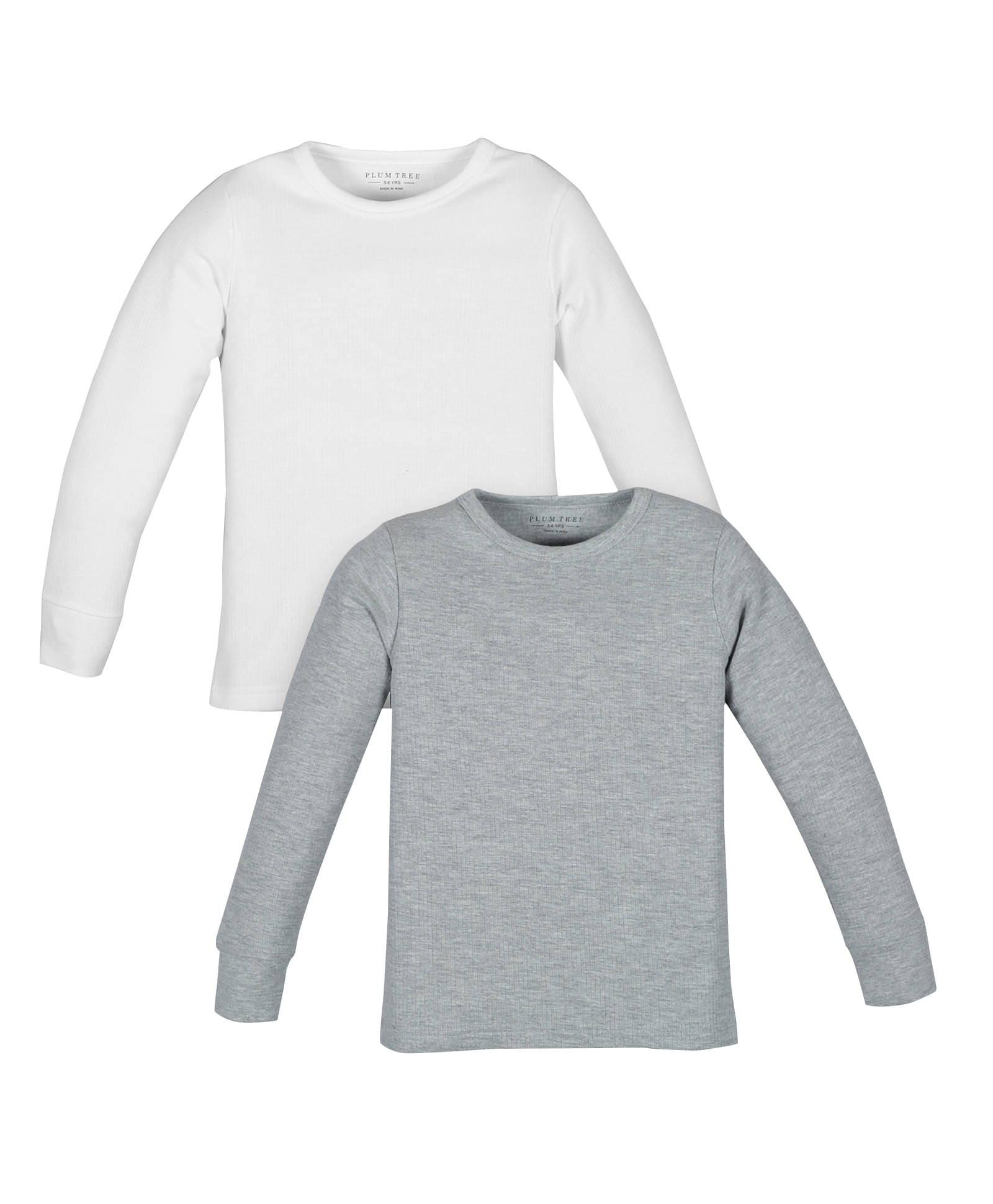     			PLUM TREE Pack of 2 Boys Cotton Blend Thermal Top ( Grey )
