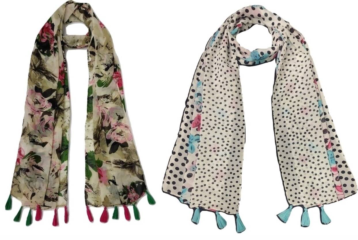 stolevilla Multi Printed Poly Cotton Yarn Stoles     			stolevilla Multi Printed Poly Cotton Yarn Stoles