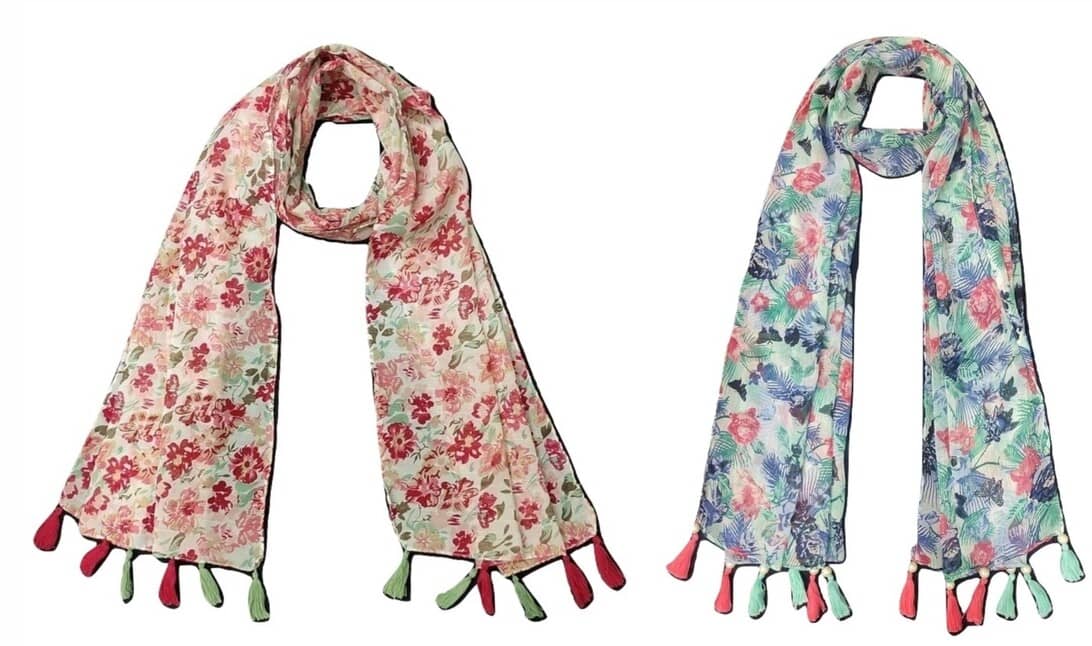 stolevilla Multi Printed Poly Cotton Yarn Stoles - Dupattas & Shawls | Buy online on ZillyBuy