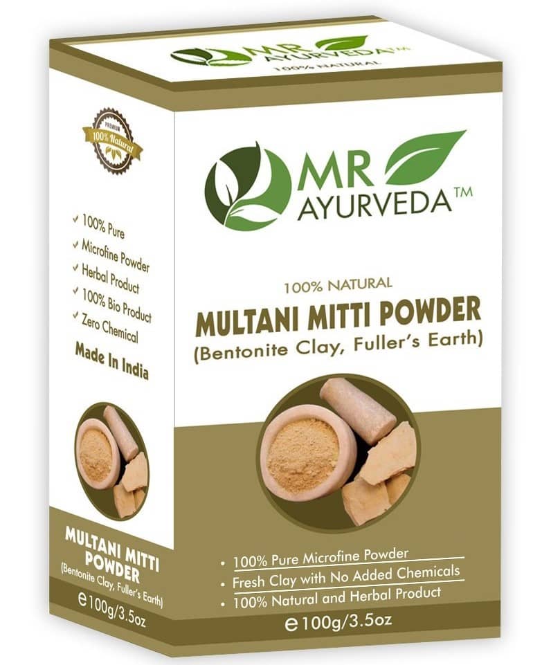 MR Ayurveda Multani Mitti Powder (Indian Healing Clay) Face Pack Masks 100 gm