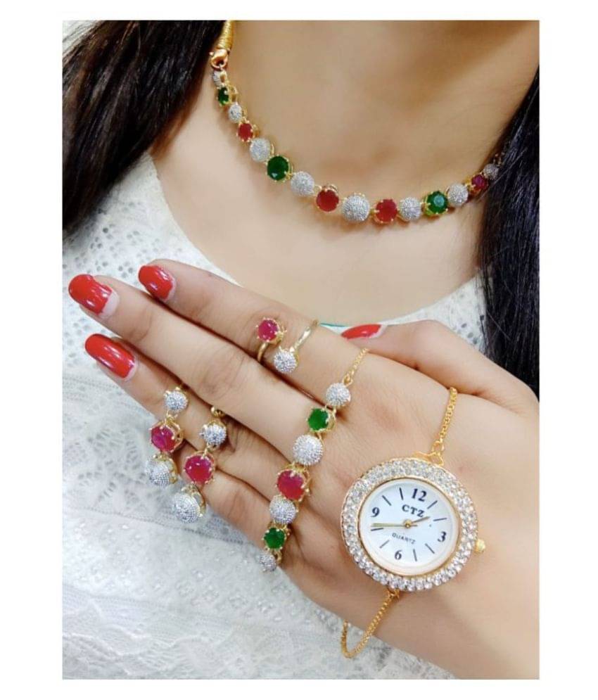 Navya Collections Alloy Multi Color Contemporary/Fashion Necklace set Combo Choker Navya Collections Alloy Multi Color Contemporary/Fashion Necklace set Combo Choker