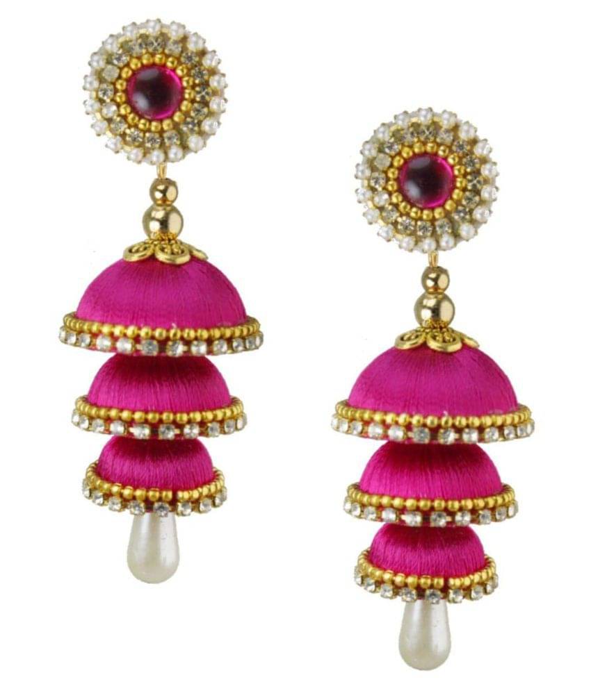 Sanj Long Three Step Silk Thread Jhumka Earrings For Women & Girls Silk Dori Jhumki Earring Beads Silk Dori Jhumki Earring Sanj Long Three Step Silk Thread Jhumka Earrings For Women & Girls Silk Dori Jhumki Earring Beads Silk Dori Jhumki Earring