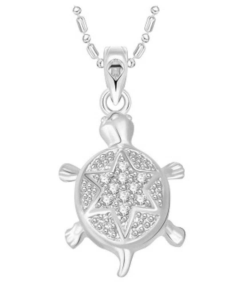     			Vighnaharta Tortoise CZ Rhodium Alloy Pendant for Men and Women - [VFJ01119PR]