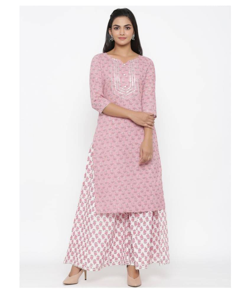     			miravan Cotton Kurti With Palazzo - Stitched Suit Single