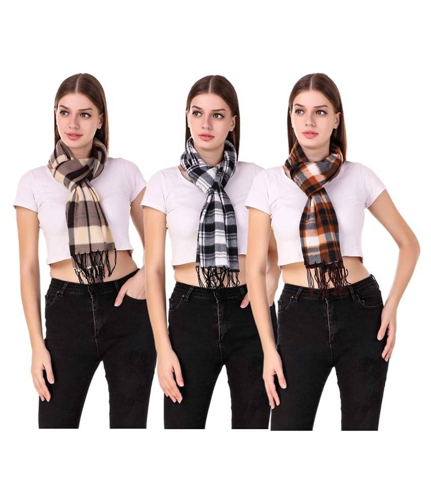     			HF LUMEN Multicolor Men's & Women's Soft Light Weight Winter Warm Mufflers Pack Of 3 (Assorted Colors)
