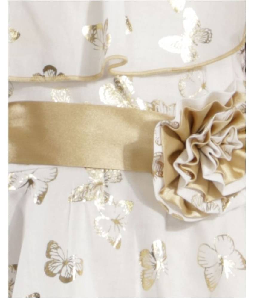 Kids Cave 100% Cotton A-line Dress For Girls ( Pack of 1 , White )