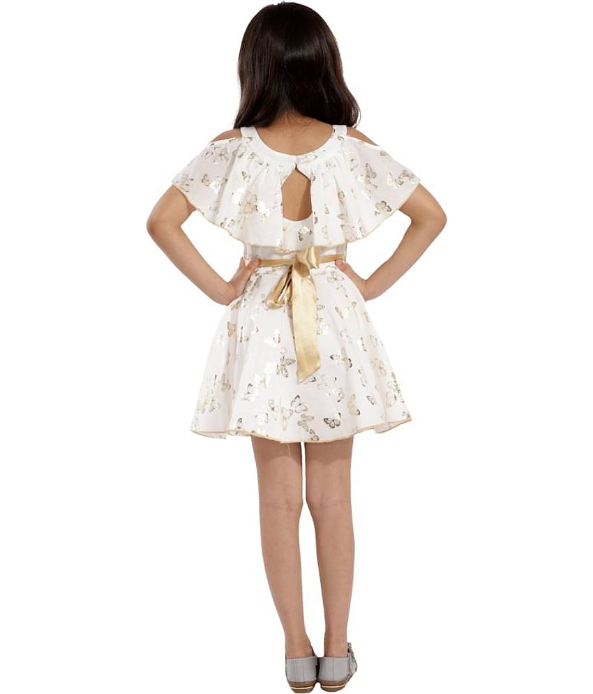 Kids Cave 100% Cotton A-line Dress For Girls ( Pack of 1 , White )