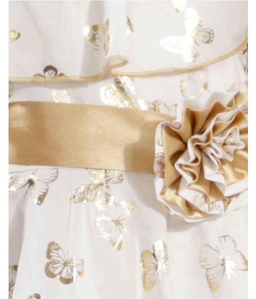 Kids Cave 100% Cotton A-line Dress For Girls ( Pack of 1 , White )