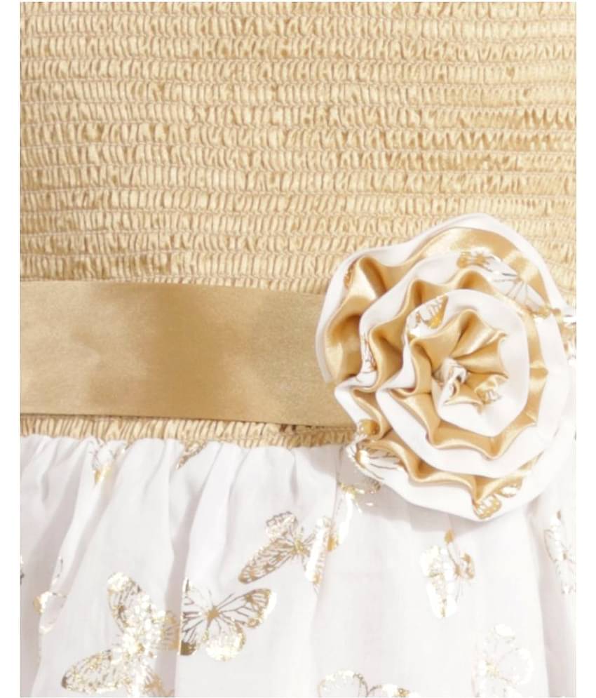 Kids Cave 100% Cotton A-line For Girls ( Pack of 1 , White )