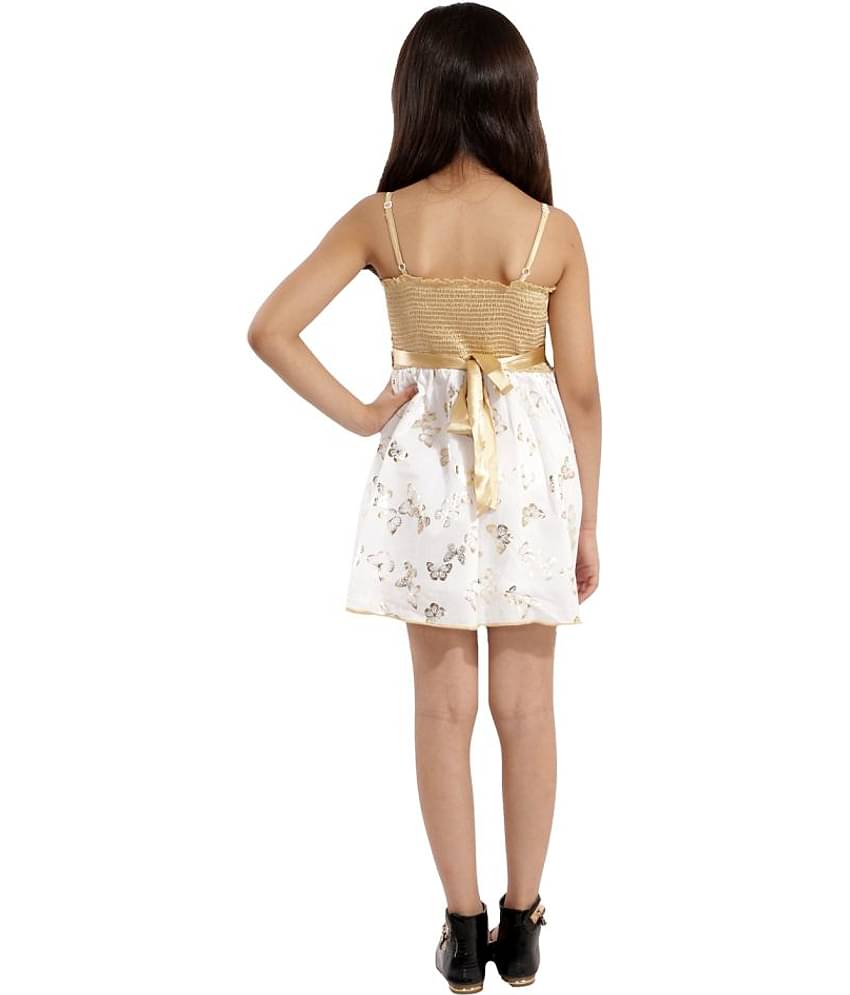 Kids Cave 100% Cotton A-line For Girls ( Pack of 1 , White )