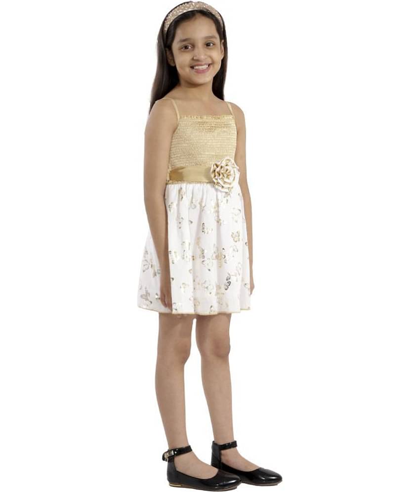 Kids Cave 100% Cotton A-line For Girls ( Pack of 1 , White )